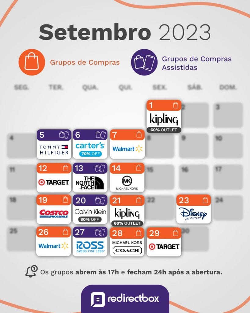 Exemplo do calendário da redirectbox | Crédito: Arquivo pessoal