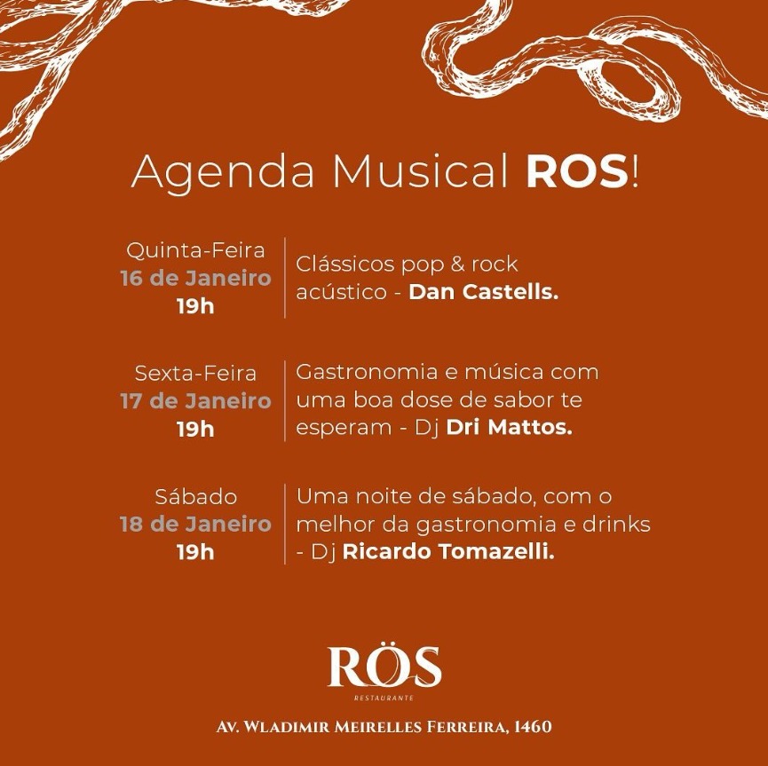 Agenda Musical do ROS a partir de 16 de janeiro 2025