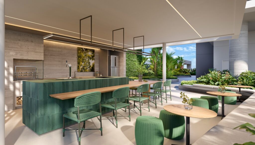 Área de churrasqueira e bar do Thai Homes, da TARRAF | Crédito: Imagem ilustrativa