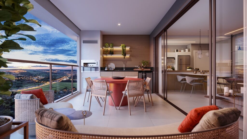 Varanda do apartamento alto padrão do Thai Homes, da TARRAF | Crédito: Imagem ilustrativa