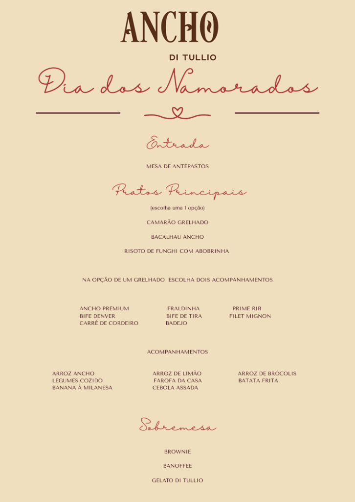 Dia dos Namorados _ Grupo Di Tullio _ Ancho | Créditos: Divulgação