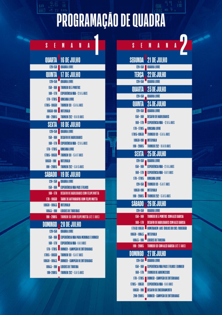 Programação do "Férias com NBA" no Santa Maria Outlet | Crédito: Divulgação