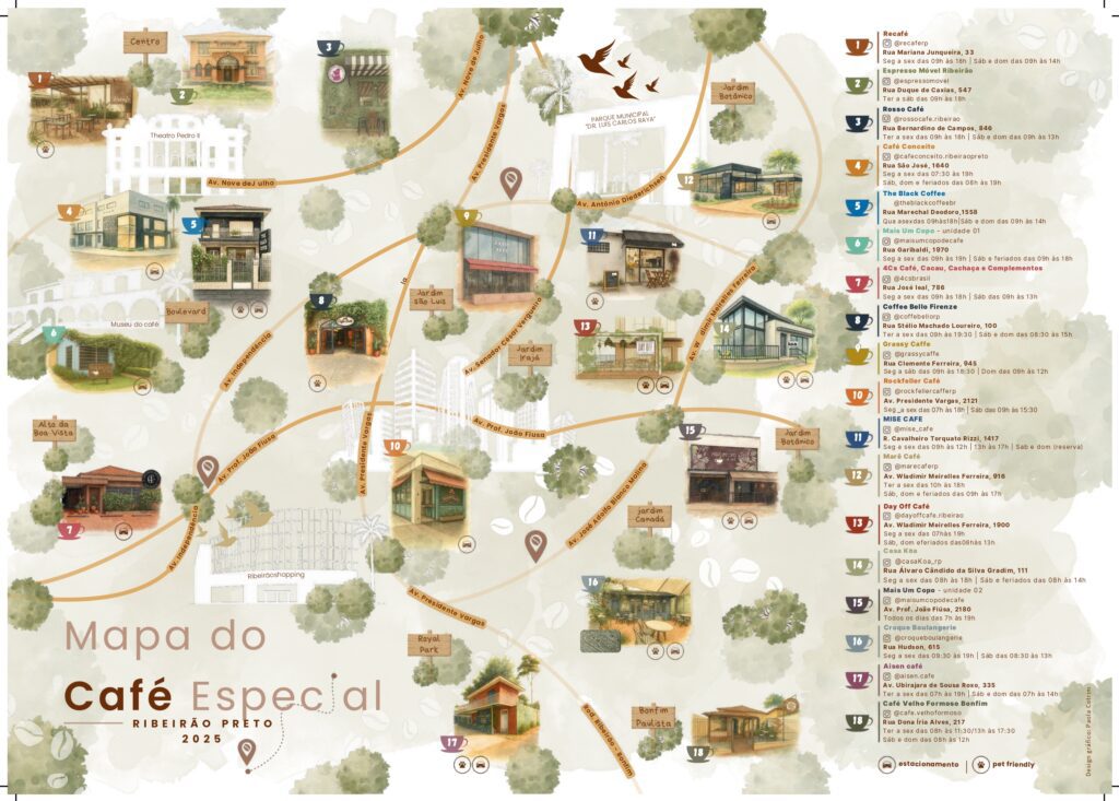 Mapa do Café Especial de Ribeirão Preto completo | Crédito: Divulgação