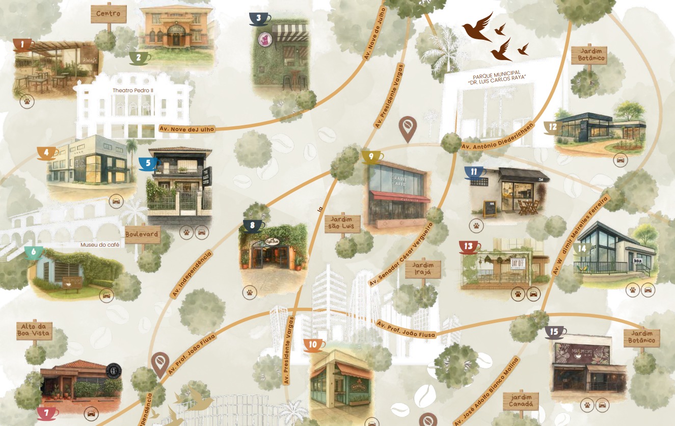 Mapa do Café Especial de Ribeirão Preto | Crédito: Divulgação