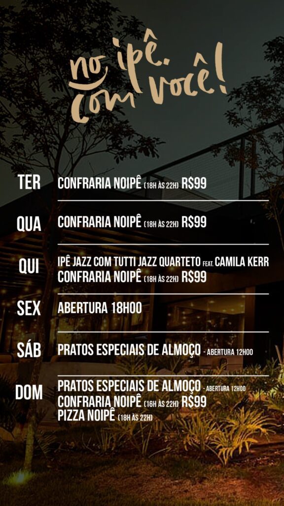 Agenda semanal do Noipê | Créditos: Divulgação