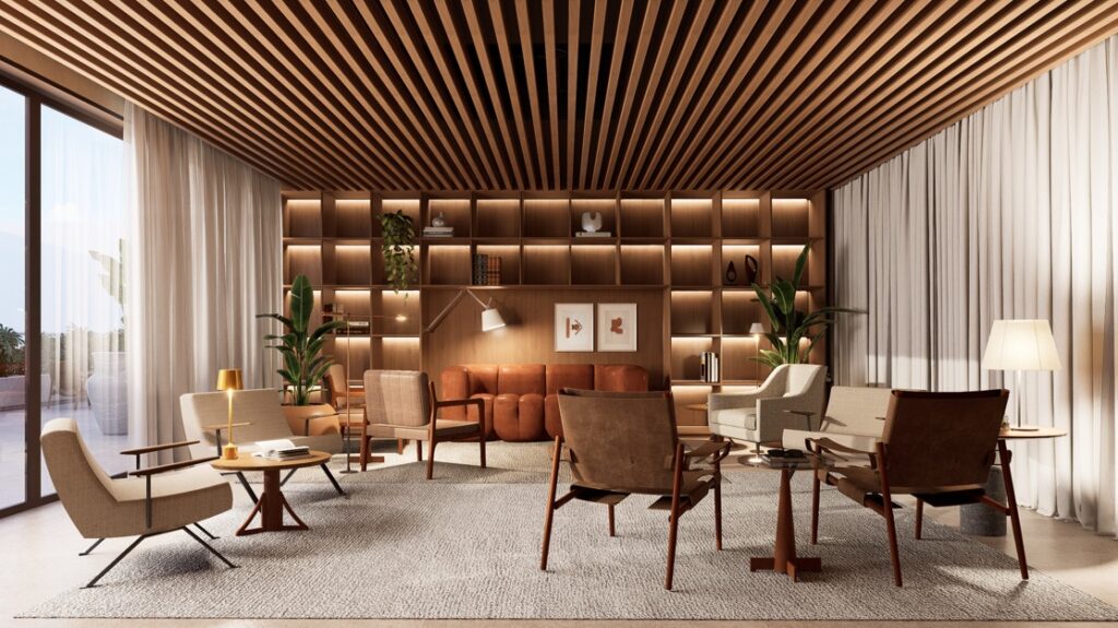 Imagem ilustrativa da Sala de Espera da Clínica Melo | Crédito: N2B Arquitetura