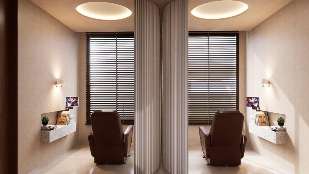 Imagem ilustrativa da Sala de Espera da Clínica Melo | Crédito: N2B Arquitetura