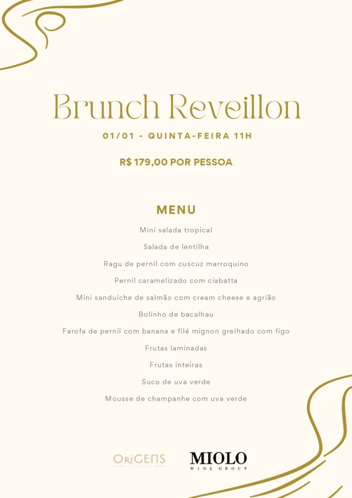 Restaurante Origens - Menu do Brunch de Reveillon 2026