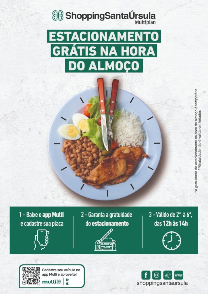 Estacionamento gratuito no ShoppingSantaUrsula | Crédito: Divulgação