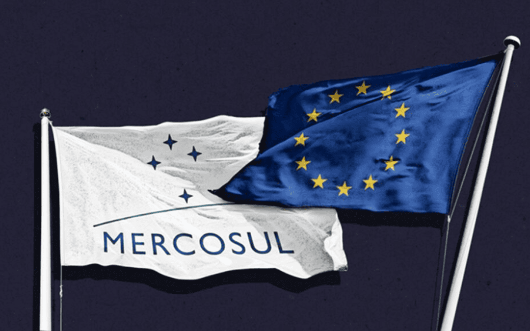 Bandeiras Mercosul e União Europeia