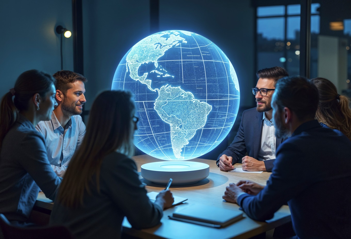 Pessoas em uma mesa discutem a Internacionalização de empresas | Crédito: Divulgação