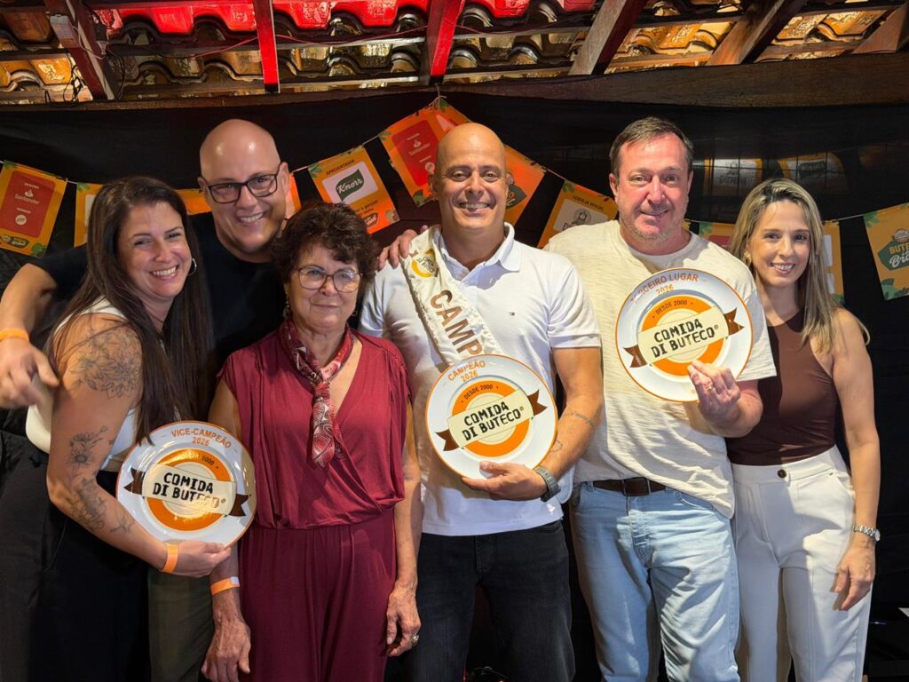 Pódio dos premiados do Comida di Buteco 2026 | Crédito: Divulgação