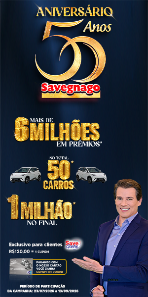 Savegnago aniversário 50 anos Banner aniversário 50 anos Savegnago.