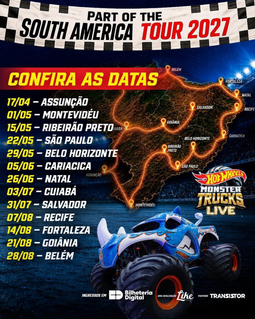 Calendário do Hot Wheels Monster Trucks Live em 2027 | Crédito: Divulgação